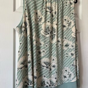 Roz & Ali Floral Layered Chiffon Blouse Flutter Sleeve Size 3X